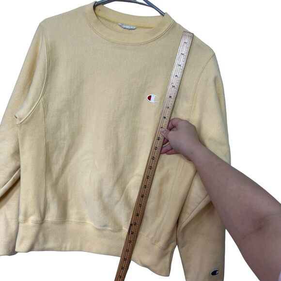 Champion Reverse Weave Sweatshirt Women’s XS Pale Yellow Crewneck Pullover Logo - Picture 11 of 11